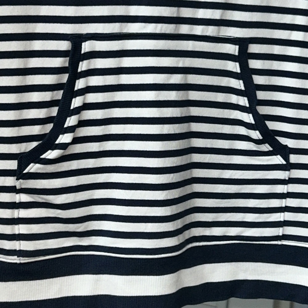 Nautica Resort Top Woman Medium French Terry Blue White Stripe Hood #0513 - Picture 3 of 9